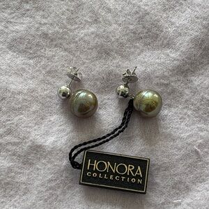 Honora Silver and Cream Pearl Earrings